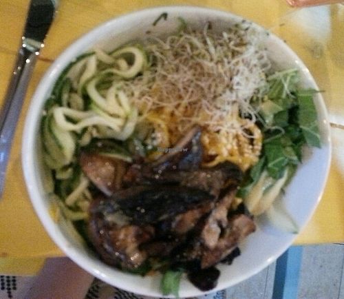Pho bowl w/ noodles veggies at Root 8 in Beamsville