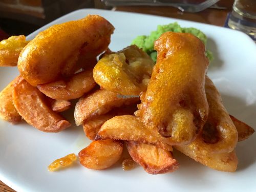 Vegan fish and chips at The Horse & Plough in Nottingham