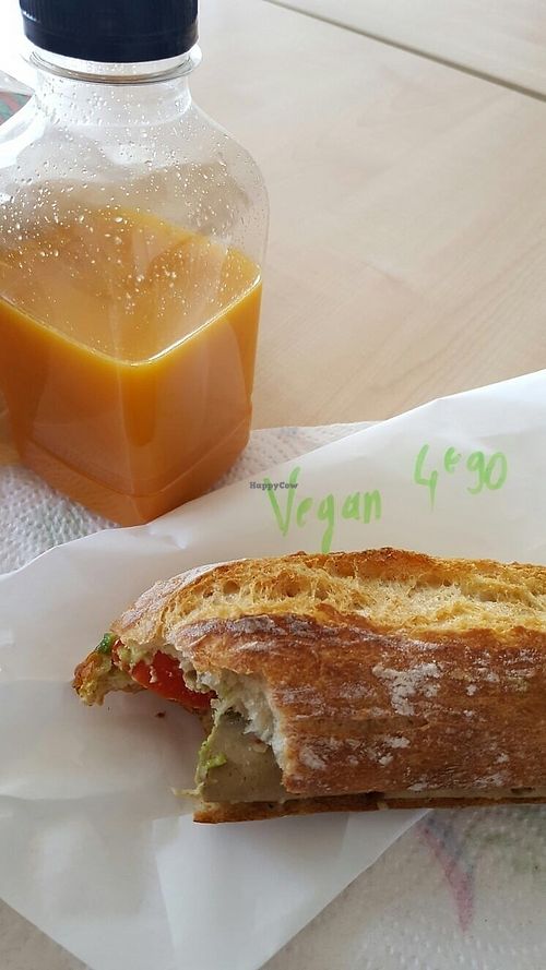 A yummy vegan sandwich with seitan and avocados at Armand Bar et Cantine in Paris