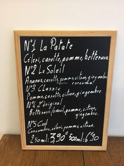 Selection of cold press juices at Exofrais at Armand Bar et Cantine in Paris