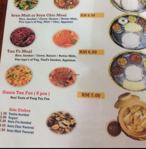 menu at Gopala in Kuala Lumpur