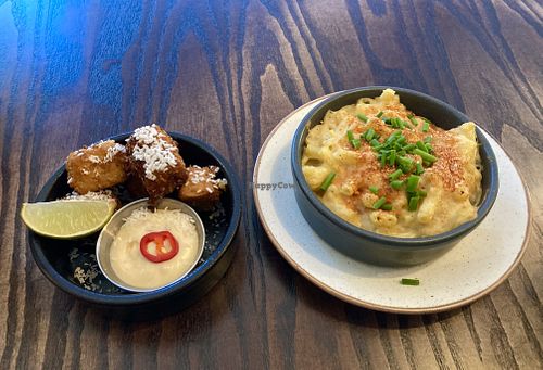 GF crispy coconut tofu and GF Mac & cheese  at The Tipsy Vegan in Cambridge