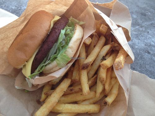 The vegan burger with vegan cheese that I brought :-) at WeDoBurgers in Aalborg
