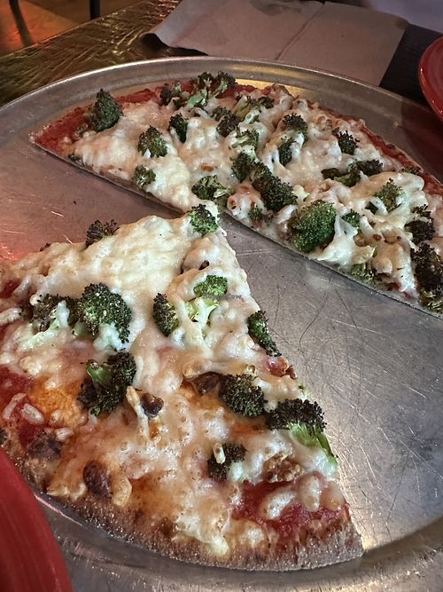 Vegan broccoli walnut pizza  at Extreme Pizza in Arlington