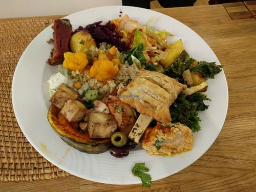 Sample buffet plate at The Sacred in Zurich