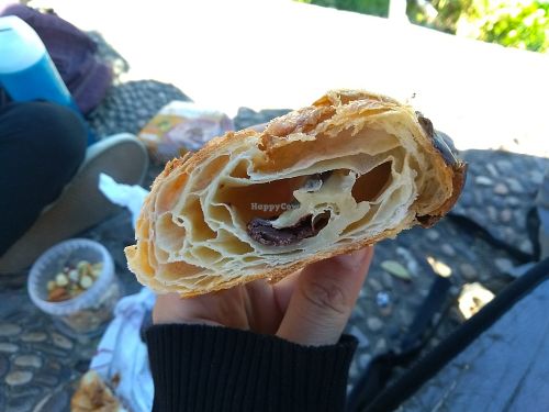 The inside of the vegan chocolate croissant at Santa Clara Bakery  in Barcelona