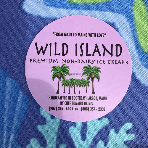 business card at Wild Island Non-Dairy Ice Cream in Boothbay
