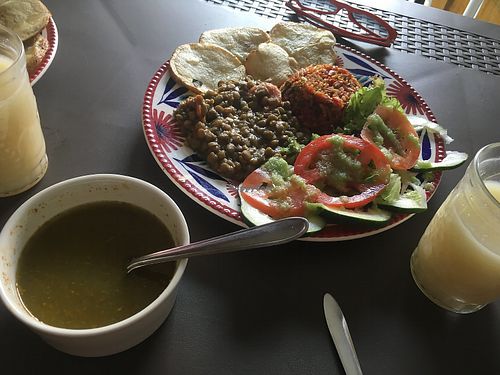 Plate of the day at Mar y Hojas Cocina Vegana in Cartagena