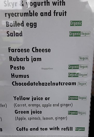 Smakka Menu at Smakka Cafe in Torshavn