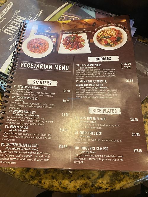 Vegetarian/Vegan Friendly Menu  at Lotus Leaf in San Leandro