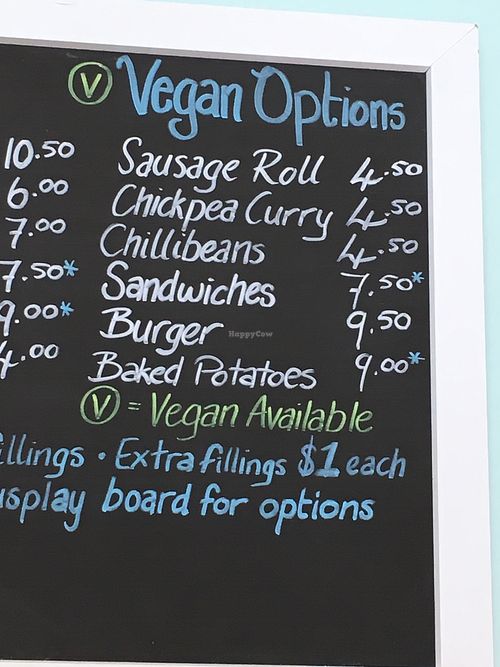 vegan menu  at Penelopes Cakery Deli in Christchurch