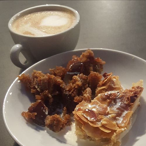Sticky toffee pudding (my favourite) and an almond dessert at Tibits in South East London