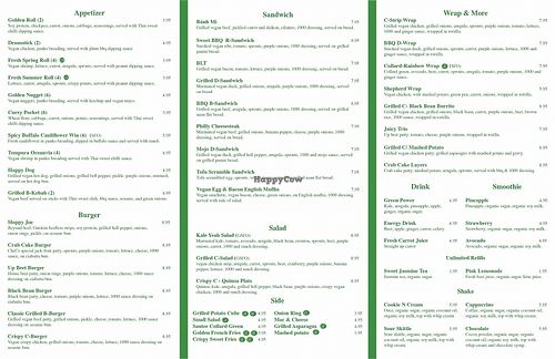 Inside menu at enVegan in Morrow