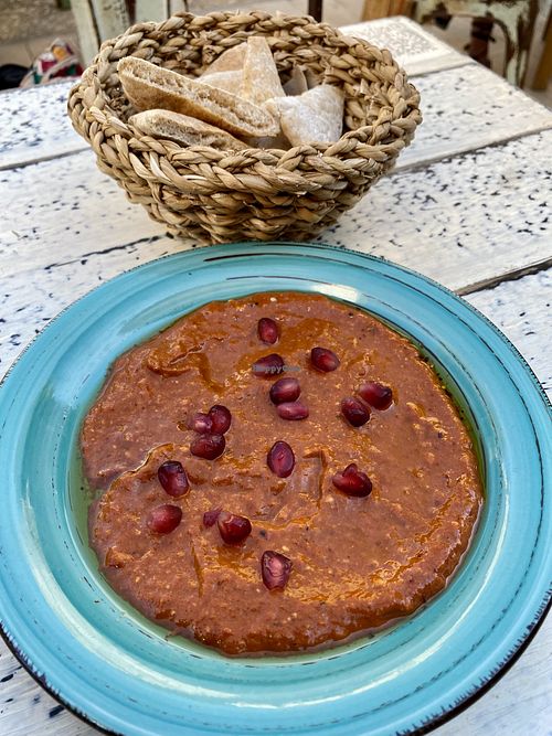 Smoked paprika red pepper dip   at Simbiosis in Ibiza