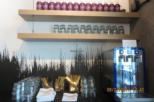 self serve water at GLAM Vegan in Miami