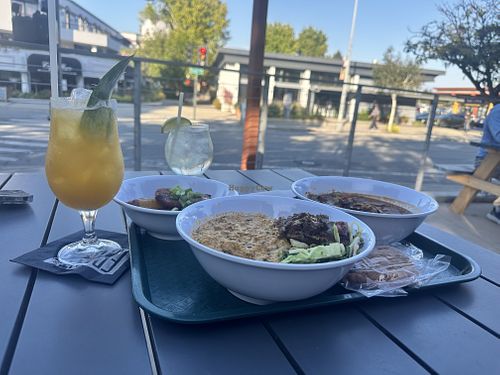 Obè Égúsi Pumpkin seed stew and Obè Ata (get this if you like spice)  at Veg on the Edge in Santa Cruz