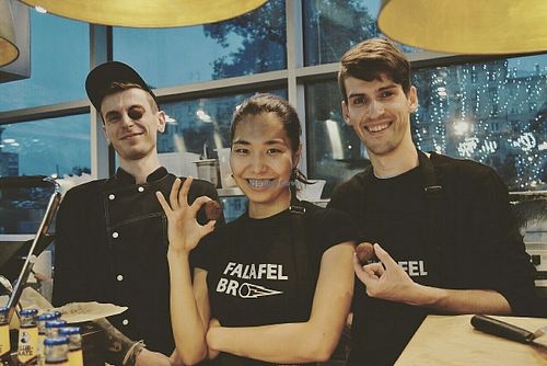 Falafel bro team at Falafel Bro - Oruzheynyy in Moscow