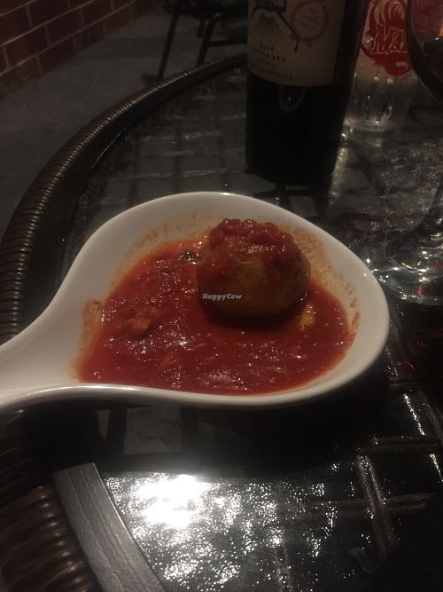 Vegan meatball which is rotating but this was a risotto ball at Three Vines Bistro in Saratoga Springs