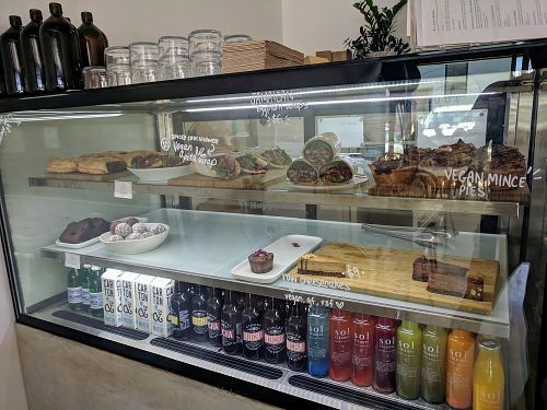 Sausage rolls, wraps, pies, cakes - all vegan at Nude Sisters Whole Food Kitchen in Gold Coast