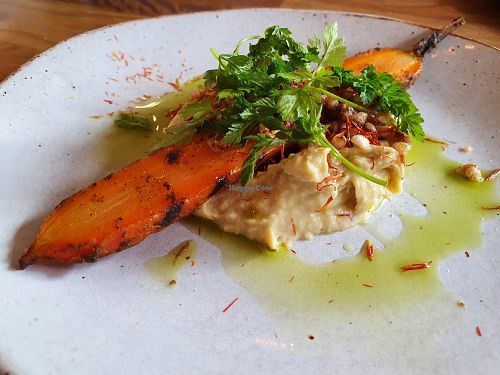 backed carrot on hummus at Ravintola Kuori in Turku