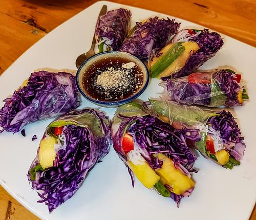 Mango Spring Rolls at Hua Hin Vegan Cafe and Wine in Hua Hin