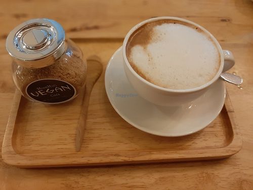 Soy latte at Hua Hin Vegan Cafe and Wine in Hua Hin