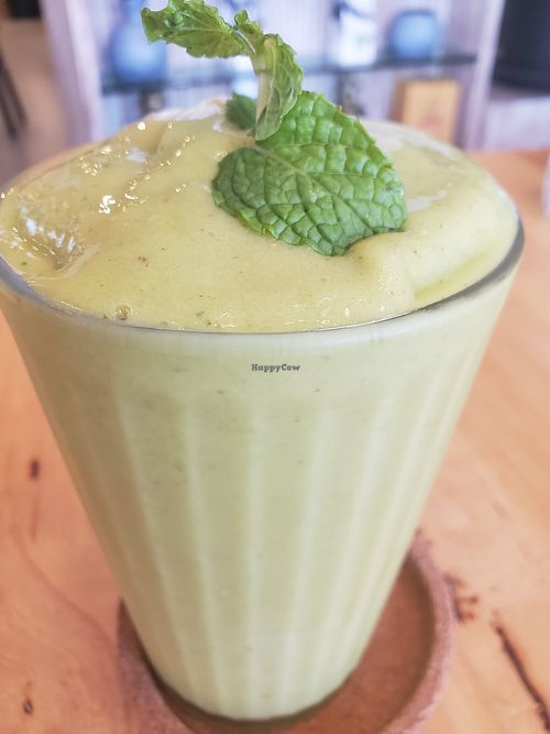 Green Spinach smoothie at Hua Hin Vegan Cafe and Wine in Hua Hin