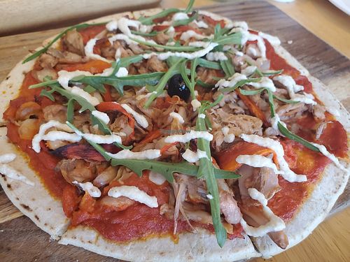 Jackfruit pizza at Hua Hin Vegan Cafe and Wine in Hua Hin