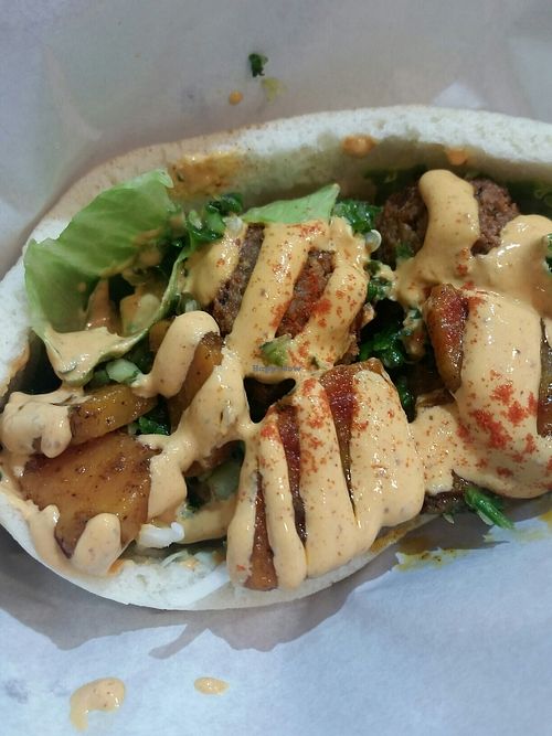 half falafel work spicy sauce at Falafel Brothers - Minato in Tokyo