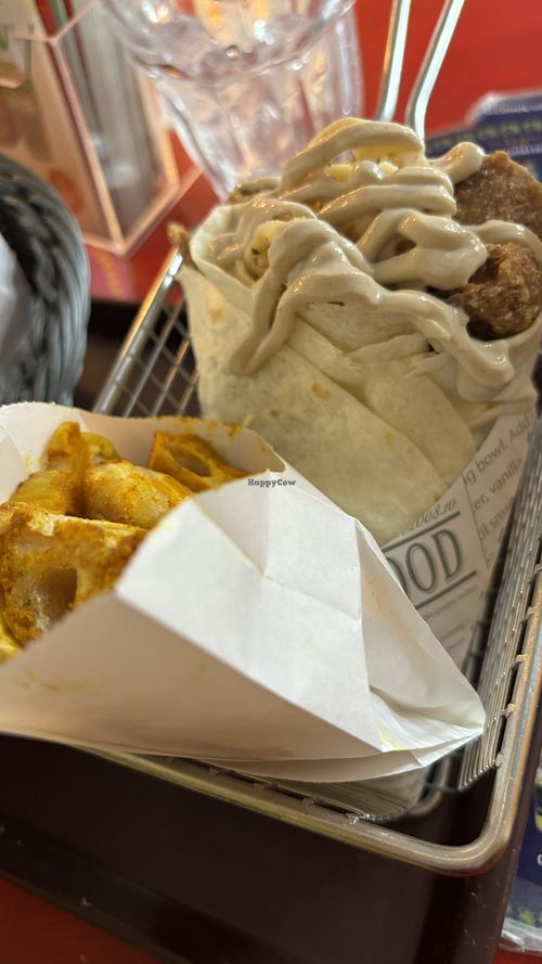 Rapper karrage with lotus fries  at Falafel Brothers - Minato in Tokyo