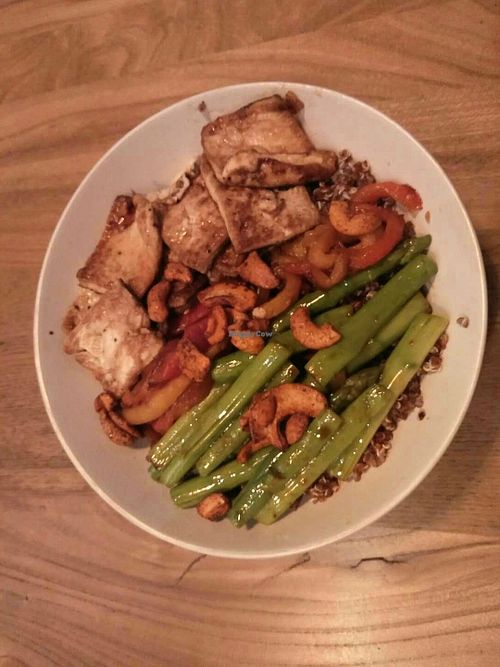 Tofu rice bowl at Tribe Organic in Shanghai