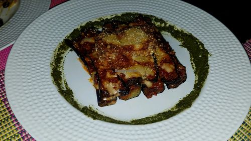 eggplant lasagne at Kalima Cafe at Lotus Shores in Siargao