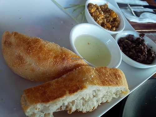 Turkish bread with dukkah, tapenade and olive oil at Periwinkles Cafe in Port Macdonnell