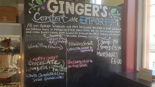 Menu at Ginger's Comfort Emporium in Manchester