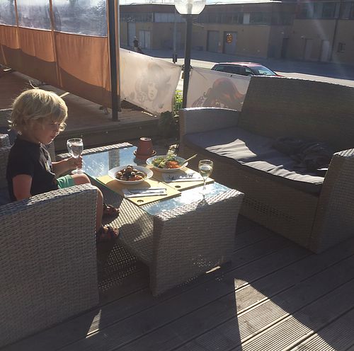 sunset dinner at The Slope Slope in Visby