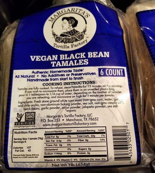 Vegan black bean tamales in the freezer! at Whole Foods Market in Cedar Park