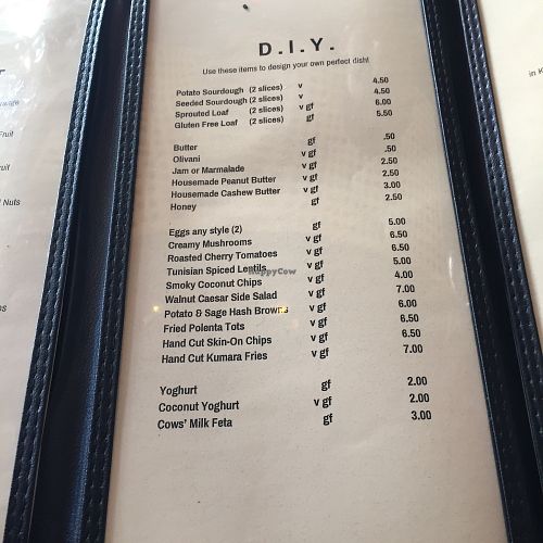 menu at Rabbit Cafe in Auckland