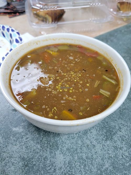 Veggie soup at Just Juice in Houston