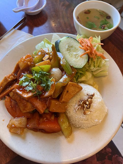 Tofu & Vegan Ham on veggies  at Saigon Cafe in Livermore