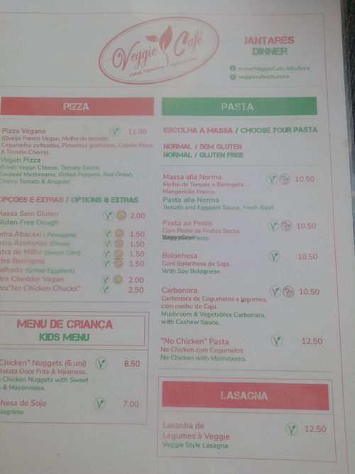 Menu 1 at Veggie Cafe in Albufeira
