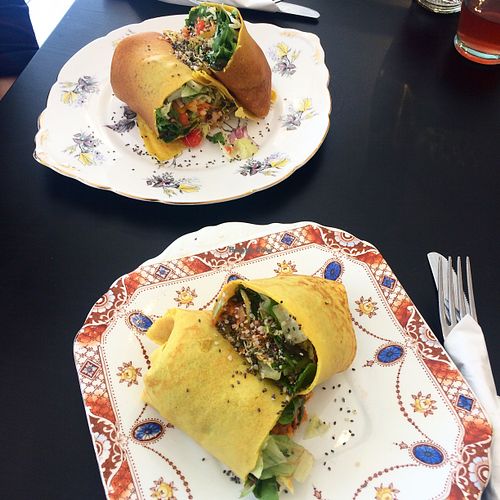 Mexican bean wrap and hummus wrap at Follow Your Bliss Cafe in Bangor