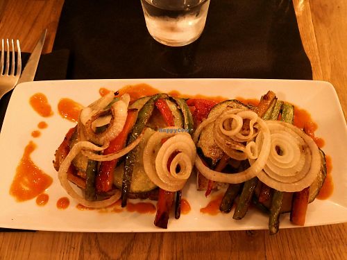 Tosta de calabacín, pimiento y setas at La Brava in Ourense