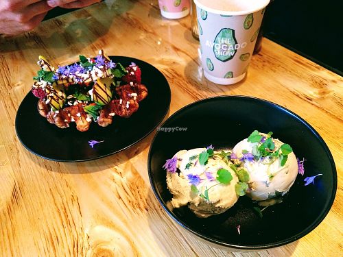 Dessert! Avocado sorbet and waffle at The Avocado Show - Stalpertstraat in Amsterdam