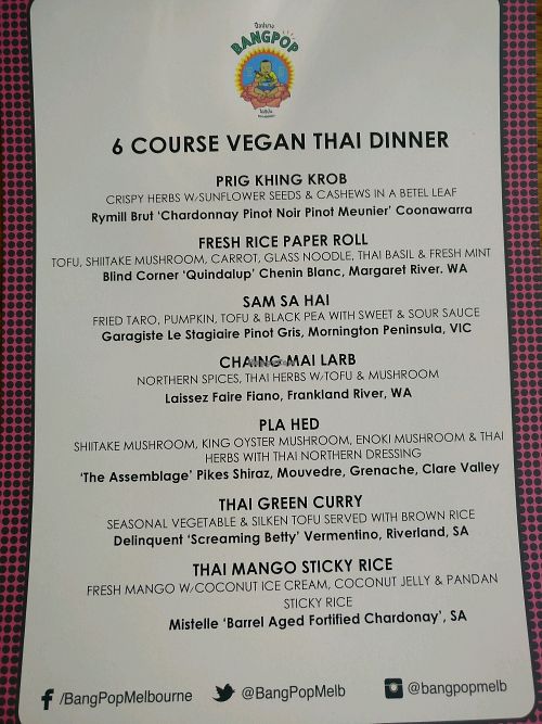 degustation menu at Bangpop in Melbourne