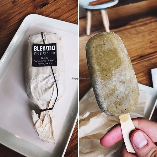 Vegan ice cream with matcha  at Blended Greens in Istanbul