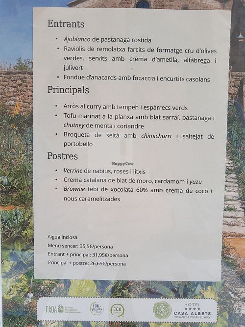 Changing menu at Casa Albets in Lladurs