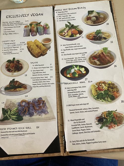 Menu at Saigon Lotus in Toronto