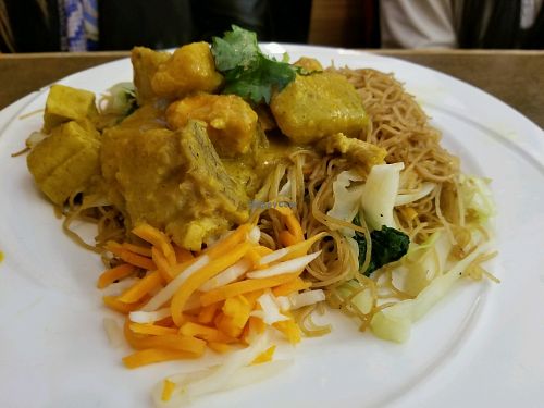 Braised tofu and assorted veggies on rice at Saigon Lotus in Toronto