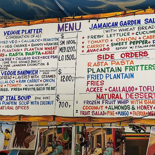Food portion of menu at Rasta Ade Refreshments in Negril