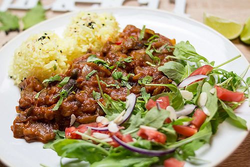 vegan vegetable sauce with rice at Moringa in Augustow